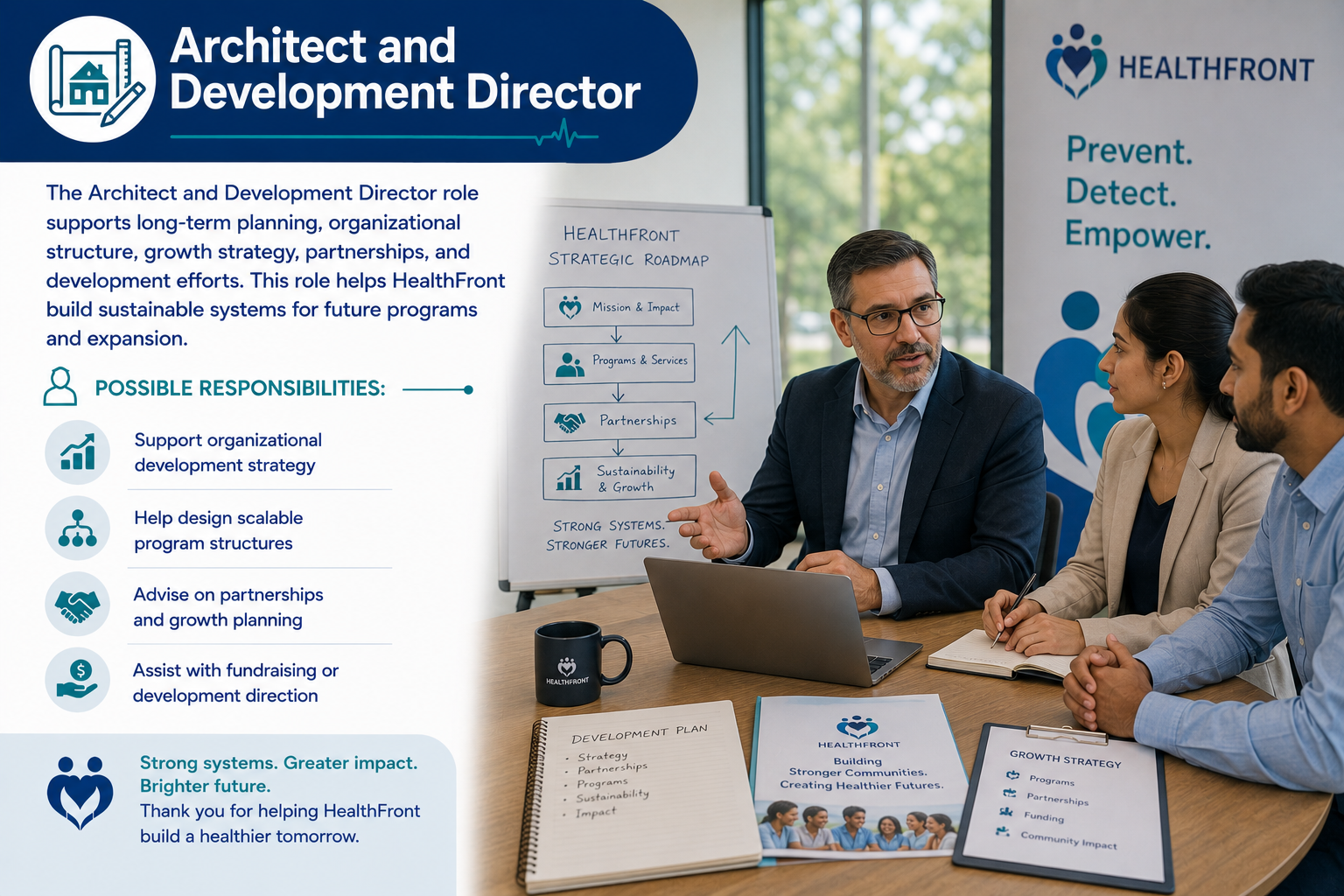 Architect and Development Director volunteers with HealthFront